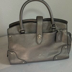 Coach Mercer Satchel 24 in Metallic Gunmetal Grain Leather *LIKE NEW